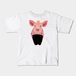 Cool Pig with Tattoo in Trousers Kids T-Shirt